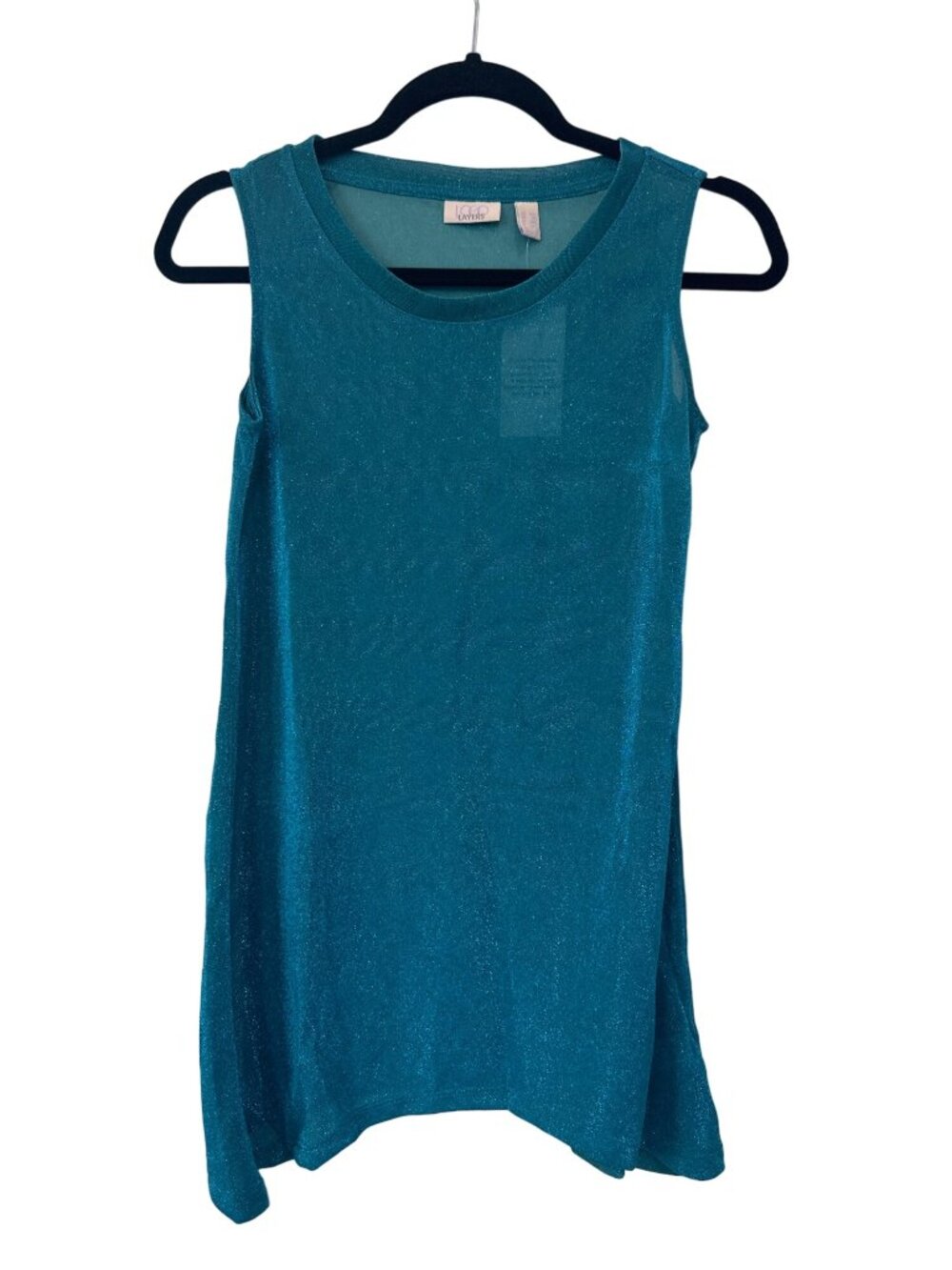 LOGO Layers by Lori Goldstein Tank Top XXS Knit Metallic Teal Blue Summer NEW